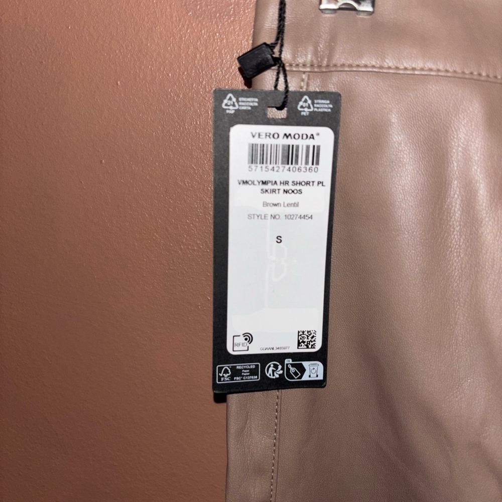 NWT VERA MODA BROWN LENTIL SKIRT SZ SMALL VMOLYMPIA YMPIA HR SHORT PL  NOOS - Picture 8 of 8